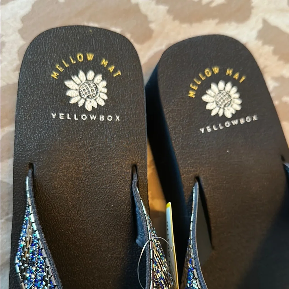 Yellow Box Women's Blue and Gold Sandals - Picture 2 of 9